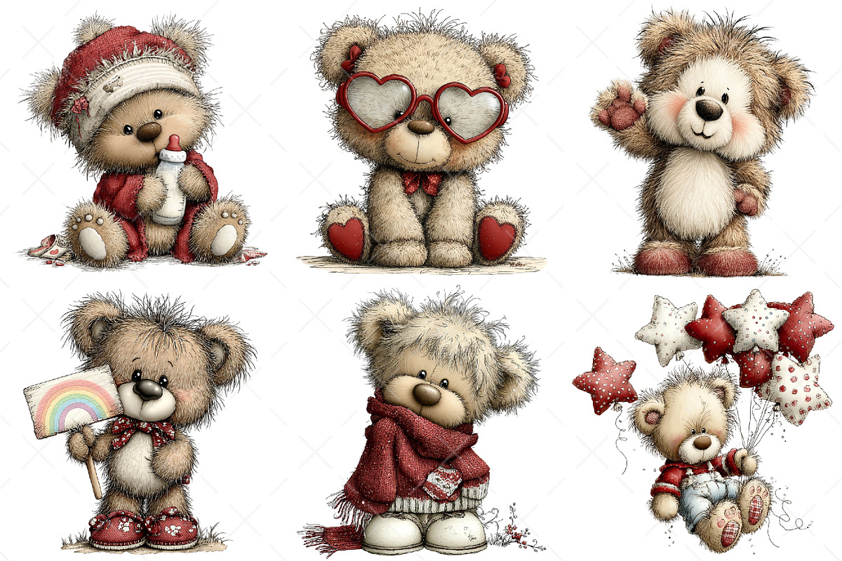 Whimsical Teddy Bear Clipart Bear, an Illustration by Craft Nest (Photo 5 of 11)