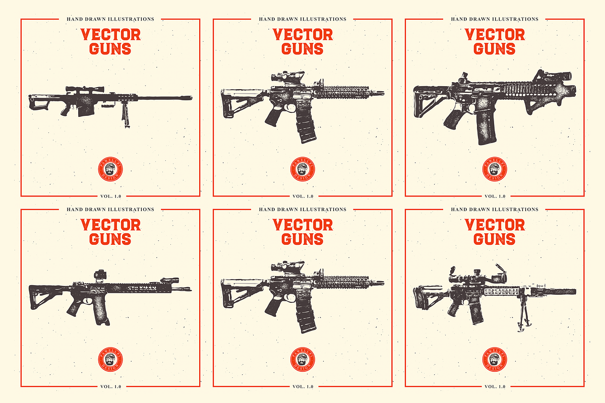 VECTOR GUNS HAND DRAWN BUNDLE 1.0, an Illustration by pawellpi