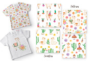 Watercolor Mexican Llamas & Cacti, an Animal Illustration by MayaNavits (Thumbnail 5 of 12)