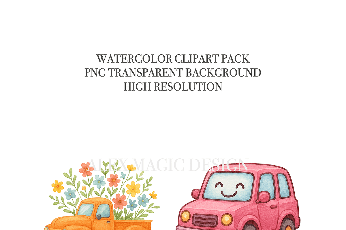Car Clipart Set, a Decorative Illustration by Pati Charm Studio (Photo 5 of 8)