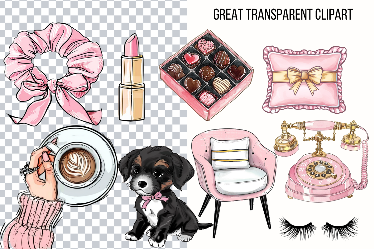 Glamour Girl Glam Clipart Pink png, a Decorative Illustration by Paper Artsthetics (Photo 2 of 6)