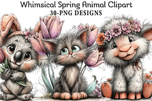 Whimsical Spring Animal Clipart, an Illustration by Daily.Designs