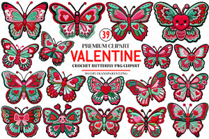 Crochet Valentines Butterfly Png Cli, an Illustration by cherrydesign