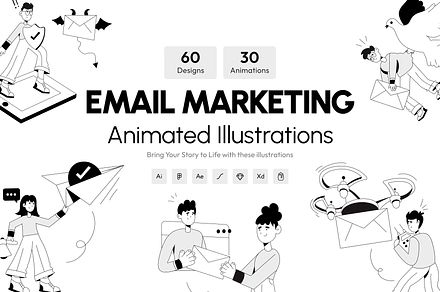 Email Marketing Illustration Set, an Illustration by Prosymbols