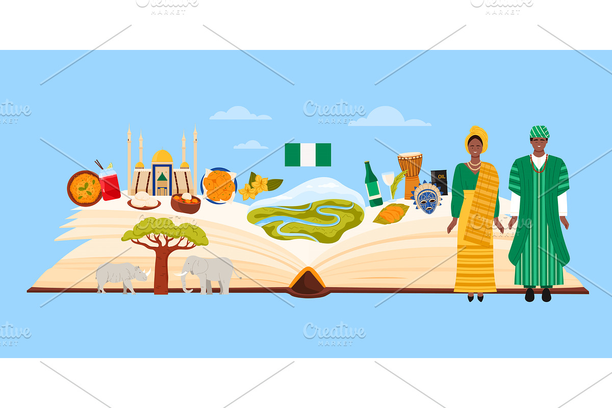 Travel to Nigeria infographic, an Illustration by Flashvector