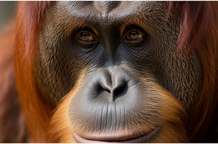 Orangutan portrait animal photo, an Animal Photo by Ylivdesign