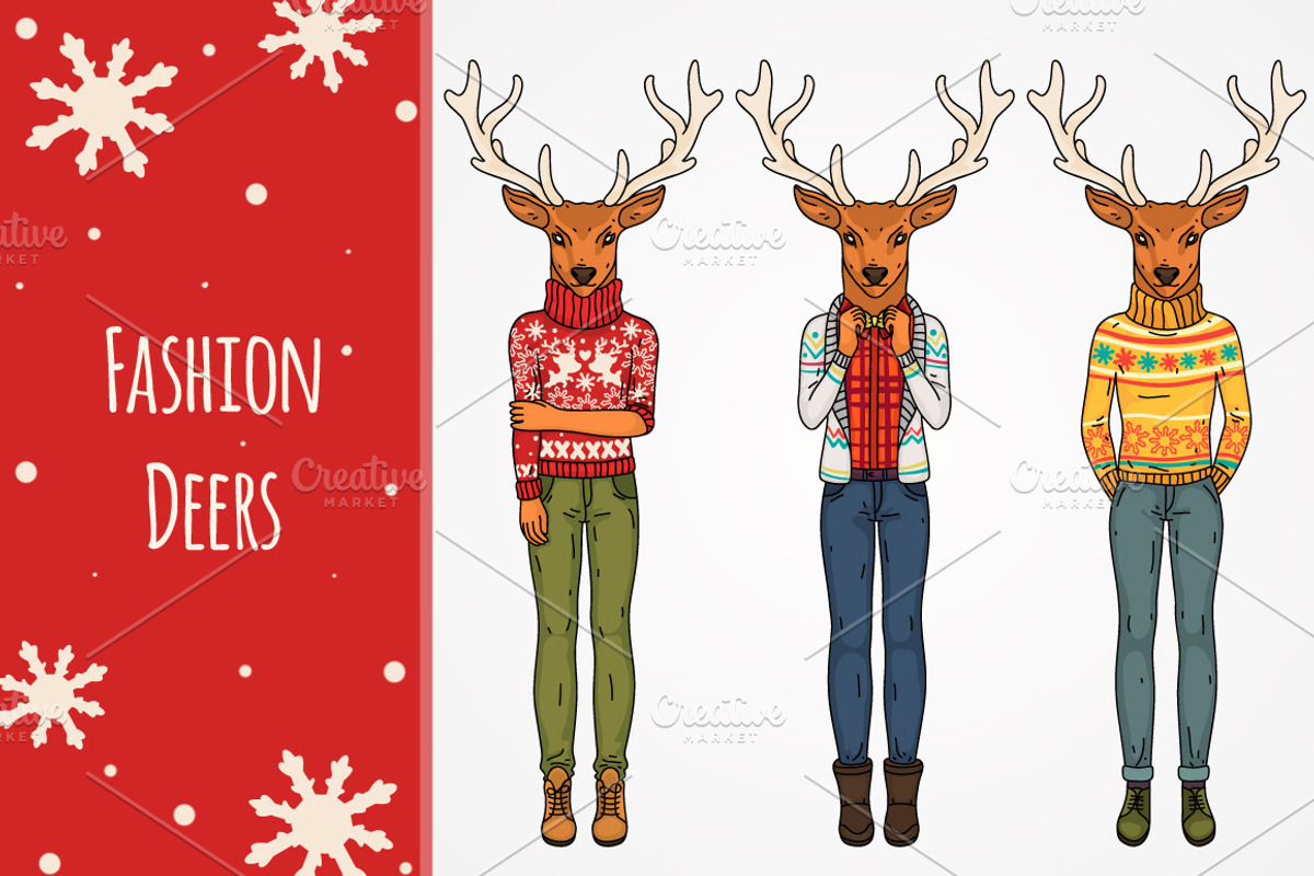 Fashion deers, an Animal Illustration by nenochka