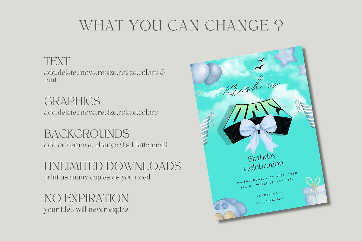 First Birthday Invitation Template, an Invitation Template by InvitingStorys (Photo 9 of 10)