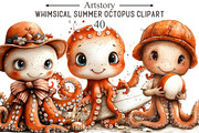 Whimsical Summer Octopus Clipart, an Illustration by designcity5 (Thumbnail 1 of 5)