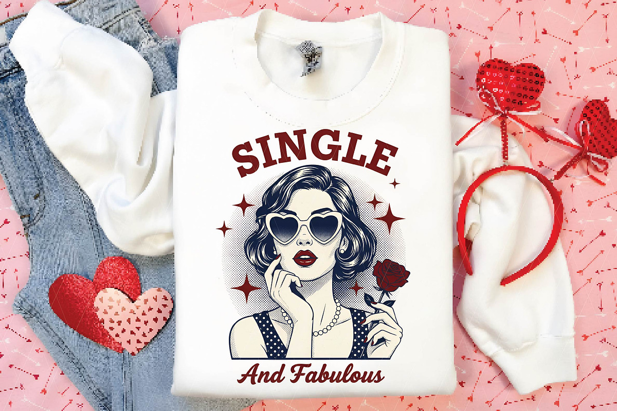 Single Retro Girl Valentine PNG, an Illustration by DreamPrint404 (Photo 4 of 8)