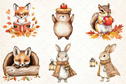 Autumn Cute Animals Clipart, an Illustration by DreamCafeArt (Thumbnail 4 of 7)