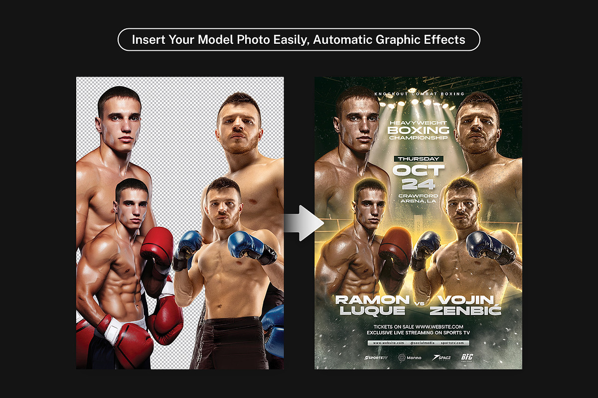 Boxing Poster Template, a Flyer Template by Bornx Design (Photo 3 of 6)