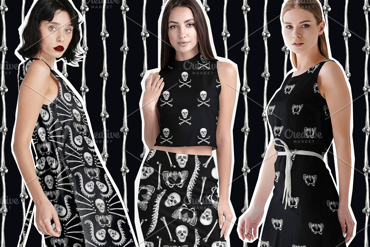 Skull & Bones Patterns + Clipart, a Pattern Graphic by Sveta Aho (Photo 4 of 5)