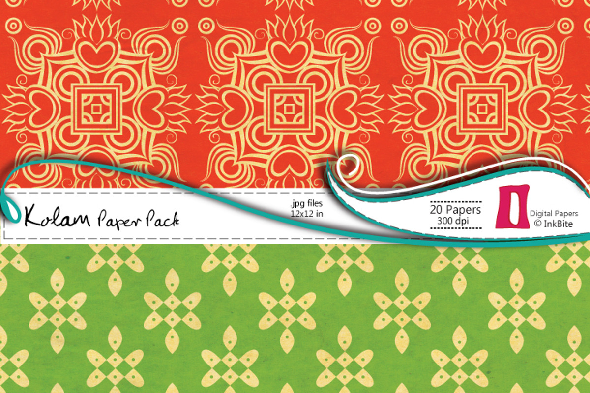 Indian Kolam Digital Papers preview 3
