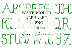 Barocco Green Watercolor Letters