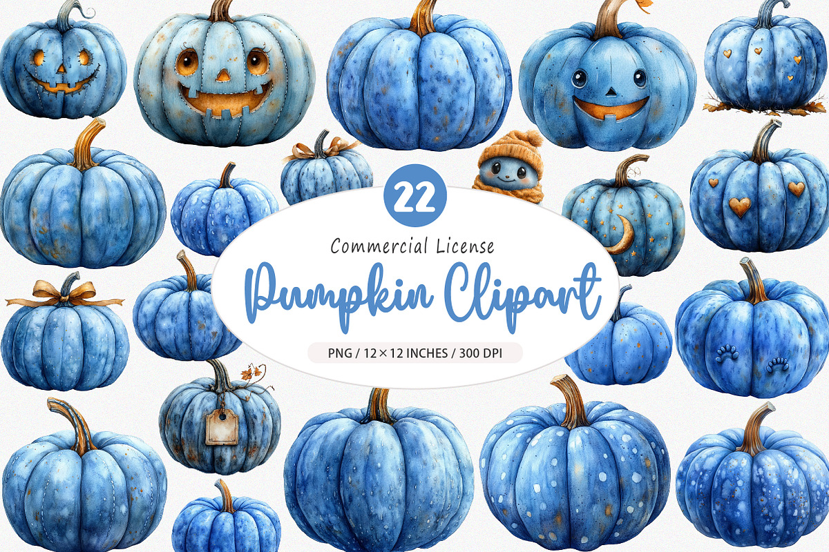 Watercolor Pumpkin Clipart, an Illustration by SinaCreation (Photo 1 of 5)