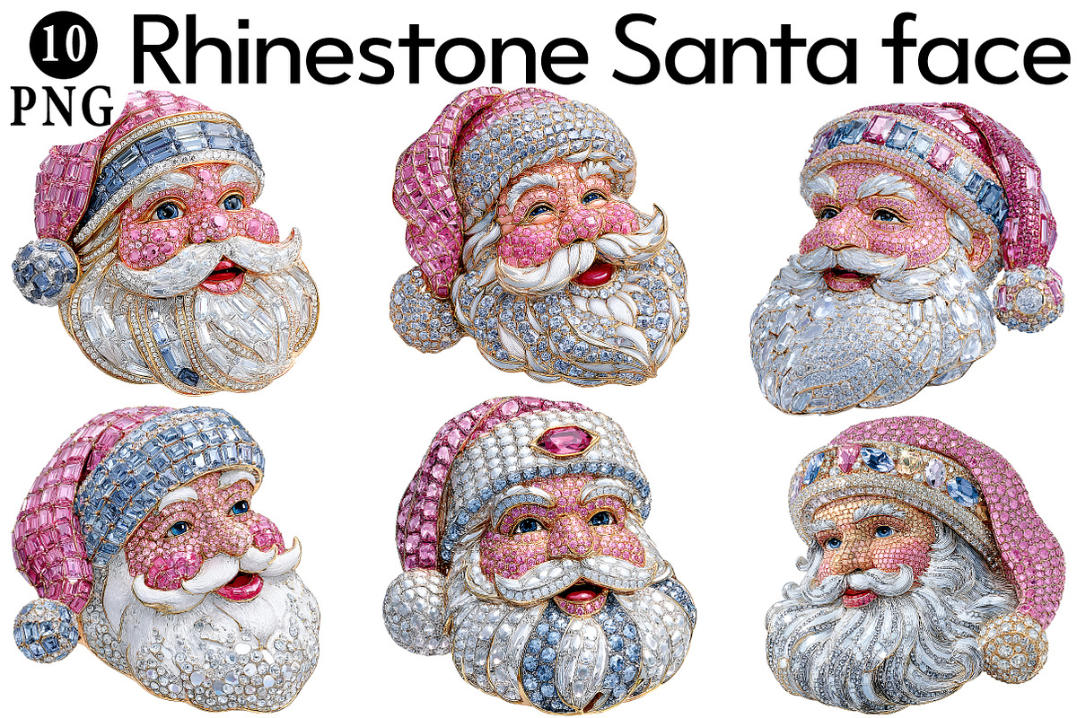 Rhinestone Santa Face Clipart, an Illustration by Daily.Designs (Photo 1 of 4)