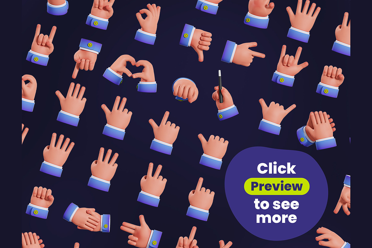 Hand Gestures 3D Icons, an Object 3D Model by Rakata Studio (Photo 5 of 7)