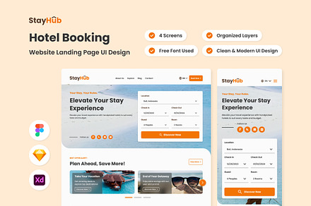 StayHub - Hotel Booking Web Landing, a Landing Page Template by twinstd
