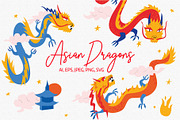 Asian Dragons | Cliparts, Patterns, an Animal Illustration by Felizabeth Design (Thumbnail 1 of 13)