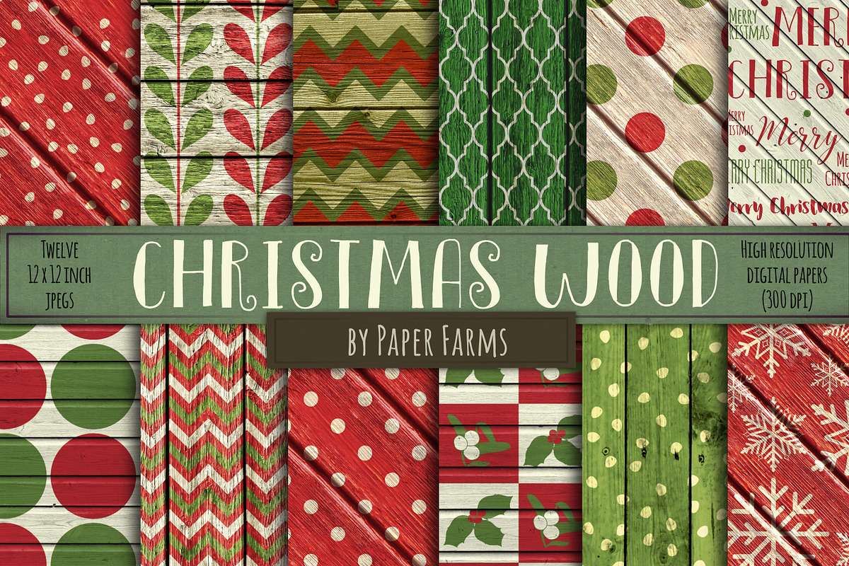 Rustic Christmas wood backgrounds, a Pattern Graphic by Paper Farms (Photo 1 of 2)