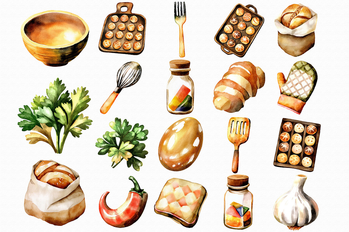 Kitchen Utensils And Chef Watercolor, an Illustration by Libby Wishes (Photo 6 of 7)