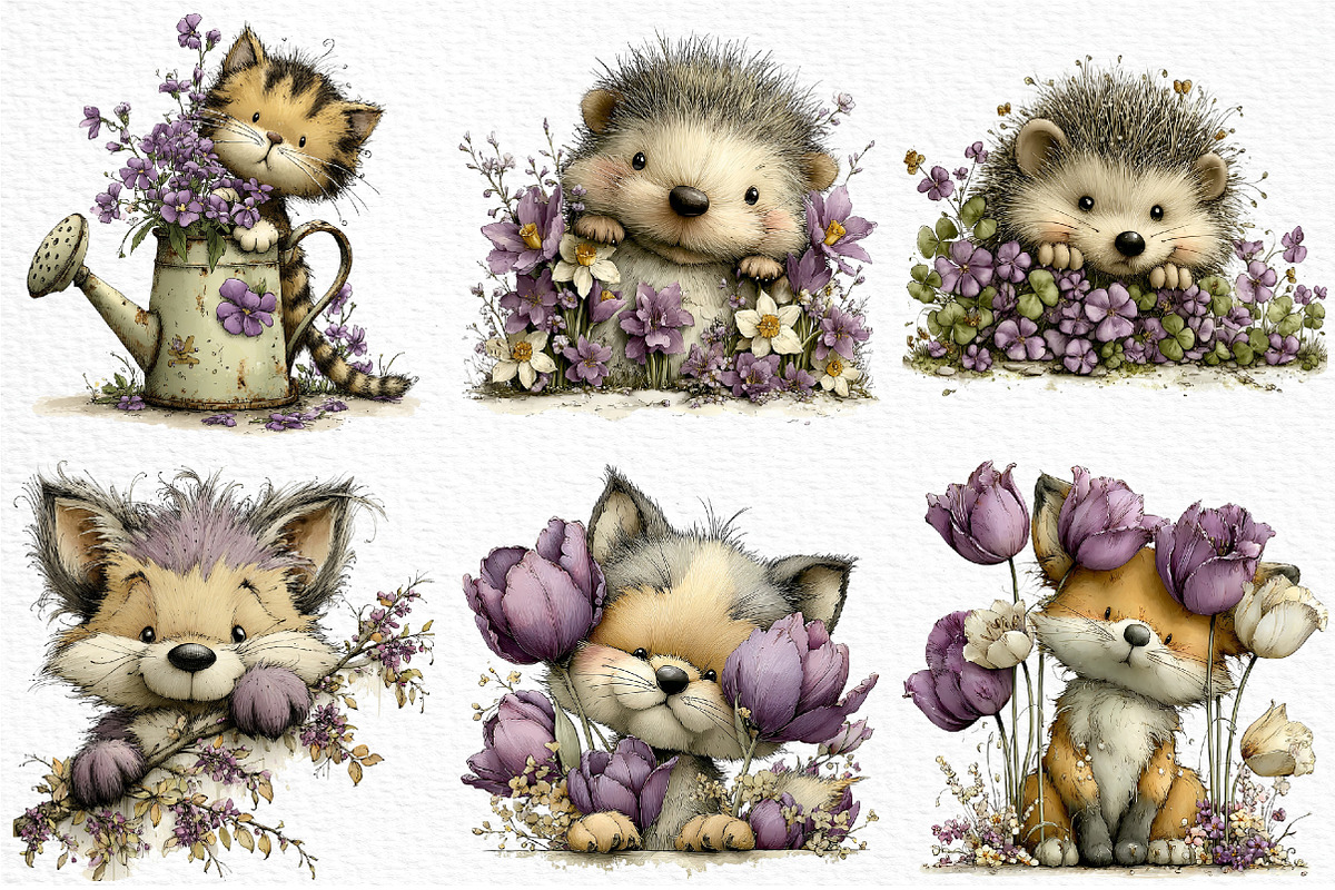 Spring Peeking Animals Clipart, an Illustration by Craft Nest (Photo 5 of 12)