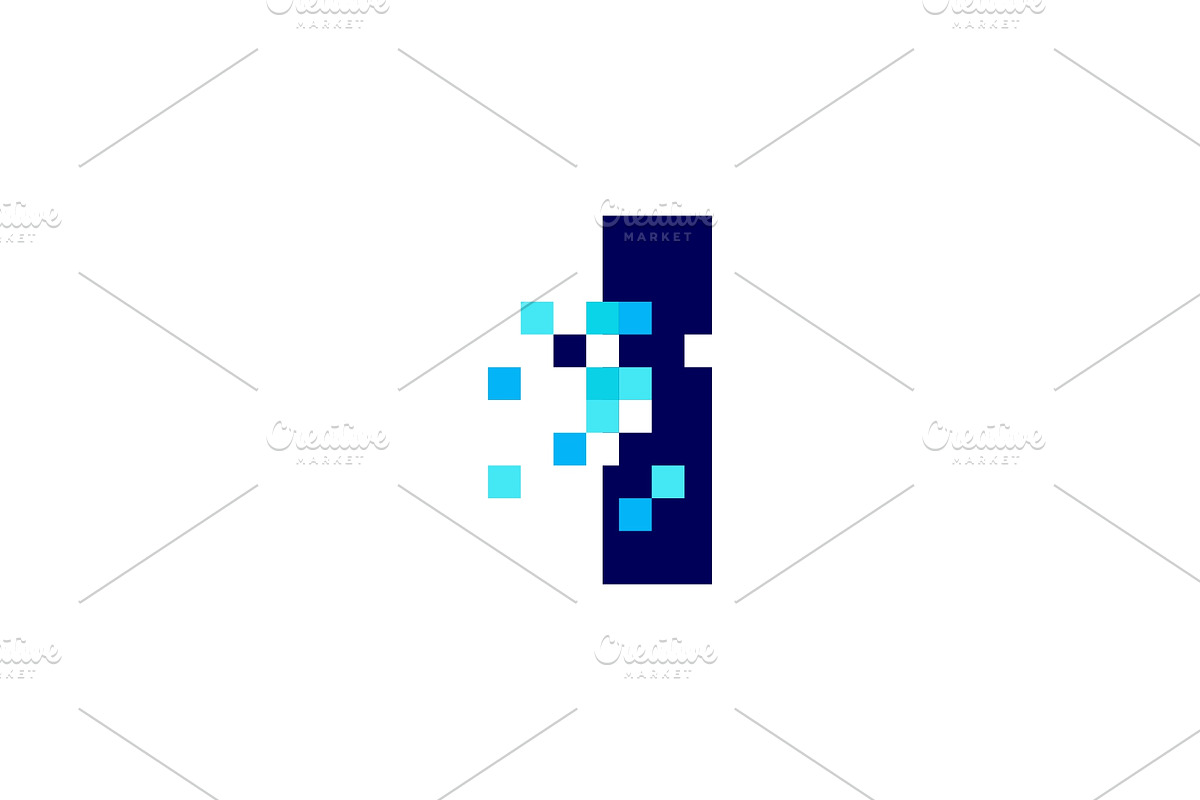 i letter pixel mark digital 8 bit, a Branding & Logo Template by VASTARD STUDIO