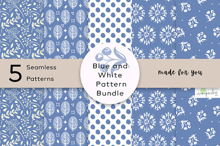 Blue and White Patterns Bundle