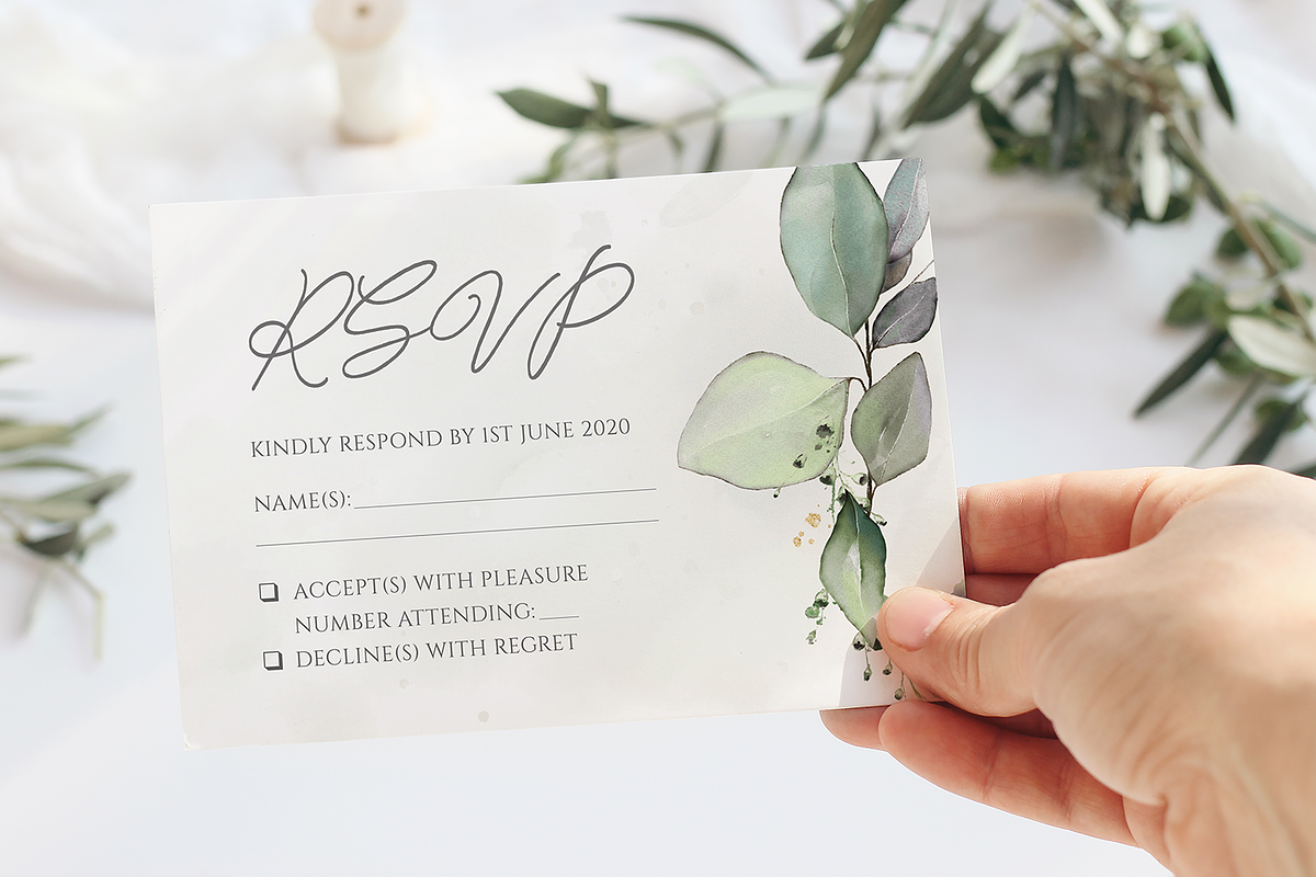 Watercolour Foliage Wedding Suite, an Invitation Template by R Whitehurst Design (Photo 4 of 4)