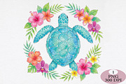 Floral Sea Turtle Summer PNG, an Illustration by Daily.Designs (Thumbnail 1 of 5)