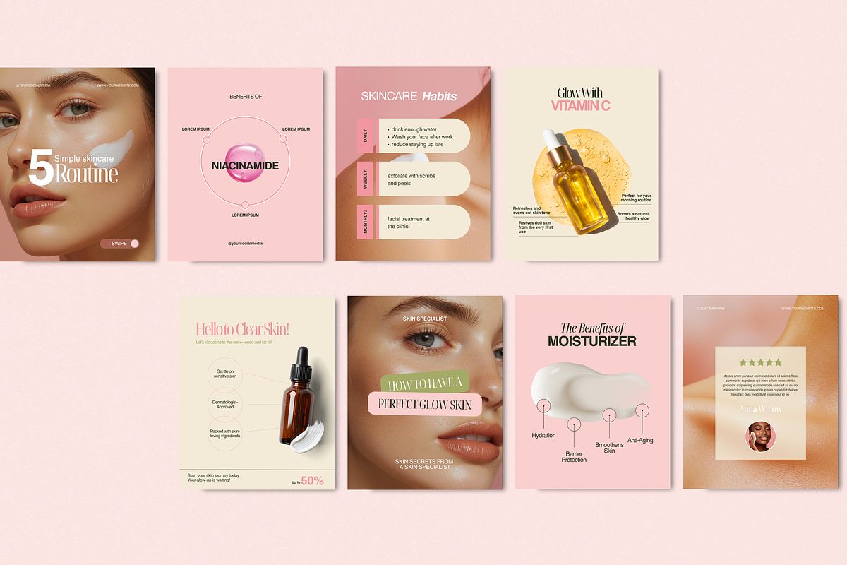Pink Blush Skincare Social Media Kit, a Social Media Template by My Template Studio (Photo 8 of 20)
