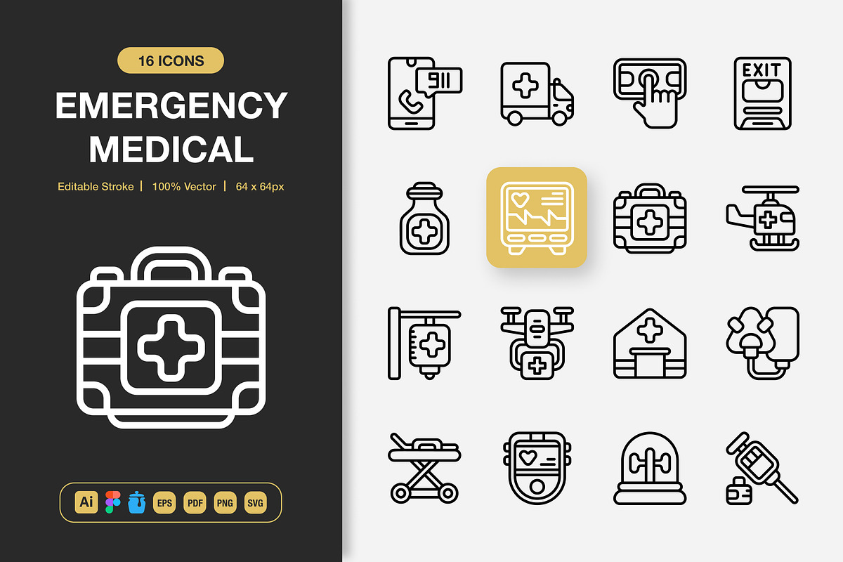 Emergency Medical Icons, an Icon by Spacepixel Creative