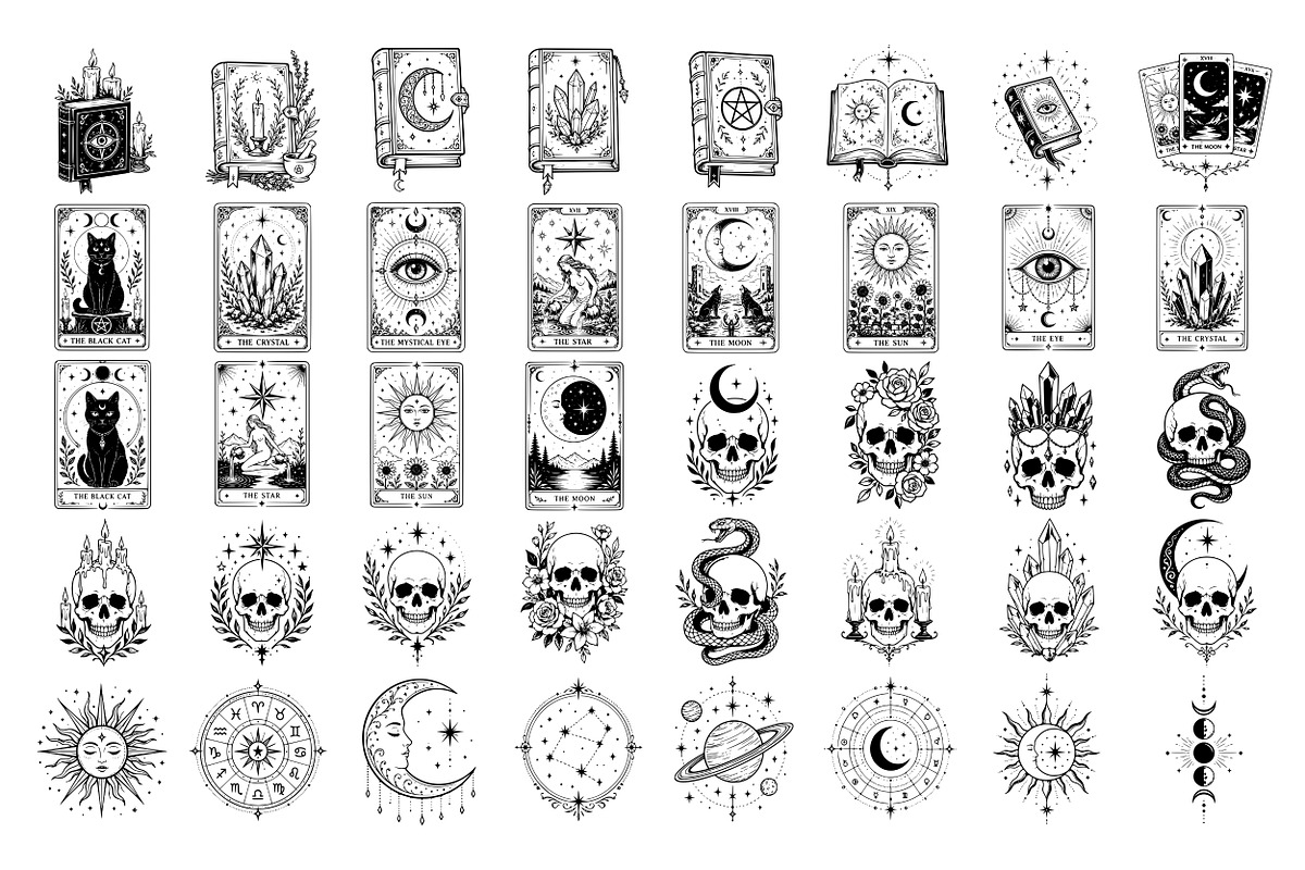 Celestial Witchcraft Line Art, a Decorative Illustration by DENIDigitalArtSudio (Photo 3 of 8)