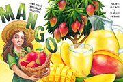 Watercolor Mango collection, a Food Illustration by Ekaterina Glazkova (Thumbnail 1 of 6)