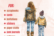 Mother's Day Back Views Clipart, a Graphic by GiraffeCreative (Thumbnail 3 of 9)