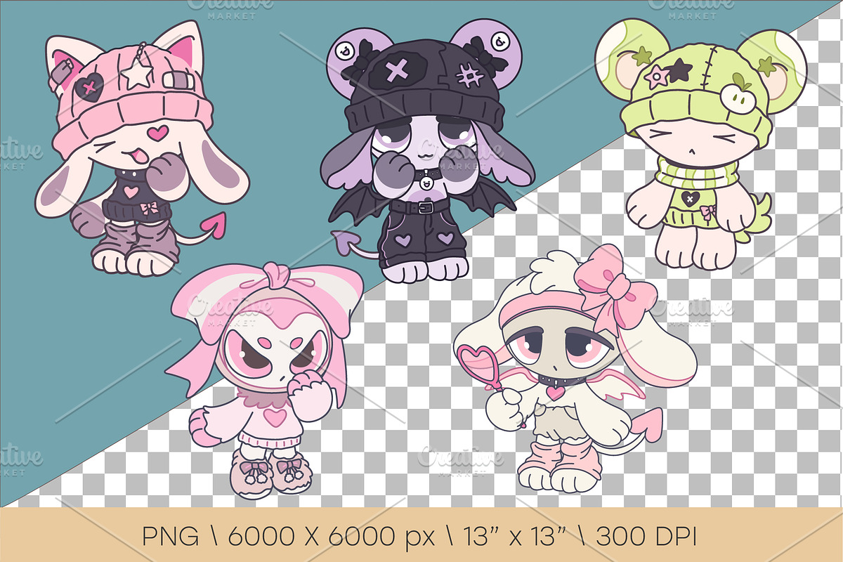 Chibi animals 11. Tshirt, PNG, an Animal Illustration by KENO Mascots (Photo 2 of 6)