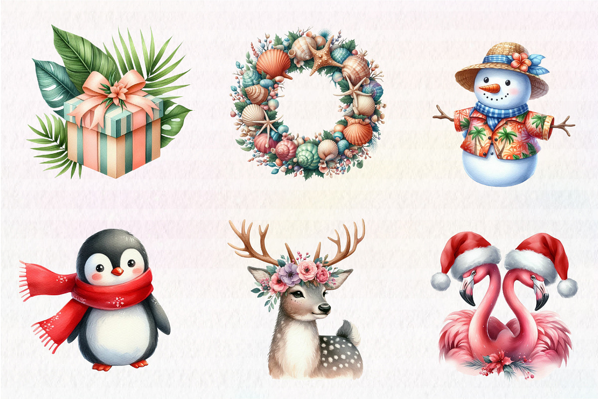 Tropical Christmas Clipart, an Illustration by CreationArt (Photo 2 of 5)