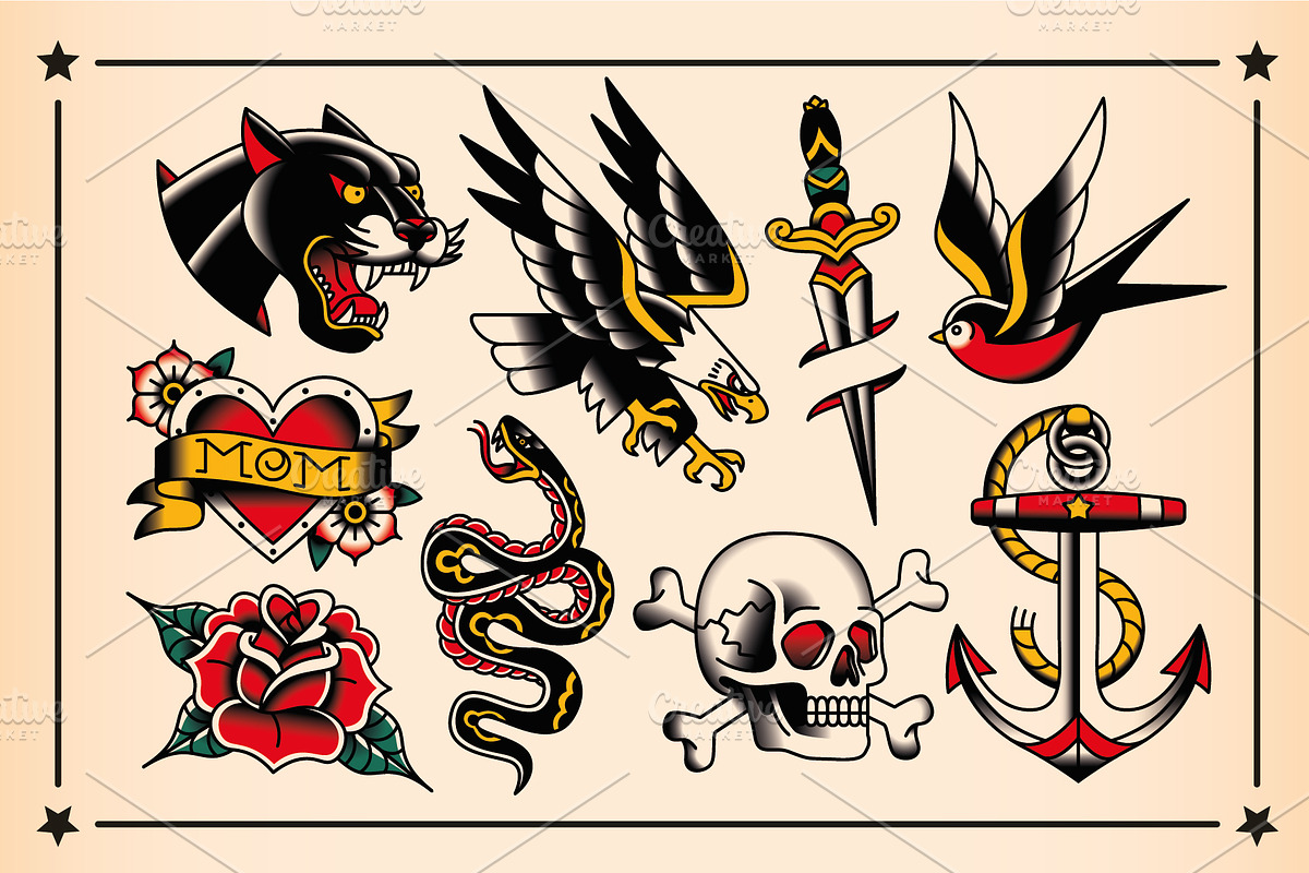 Old School Tattoo Vector Pack, an Animal Illustration by Andres M Rodriguez (Photo 5 of 8)