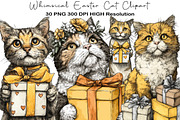 Whimsical Easter Cat Clipart, an Illustration by Black Bird Studio (Thumbnail 1 of 5)
