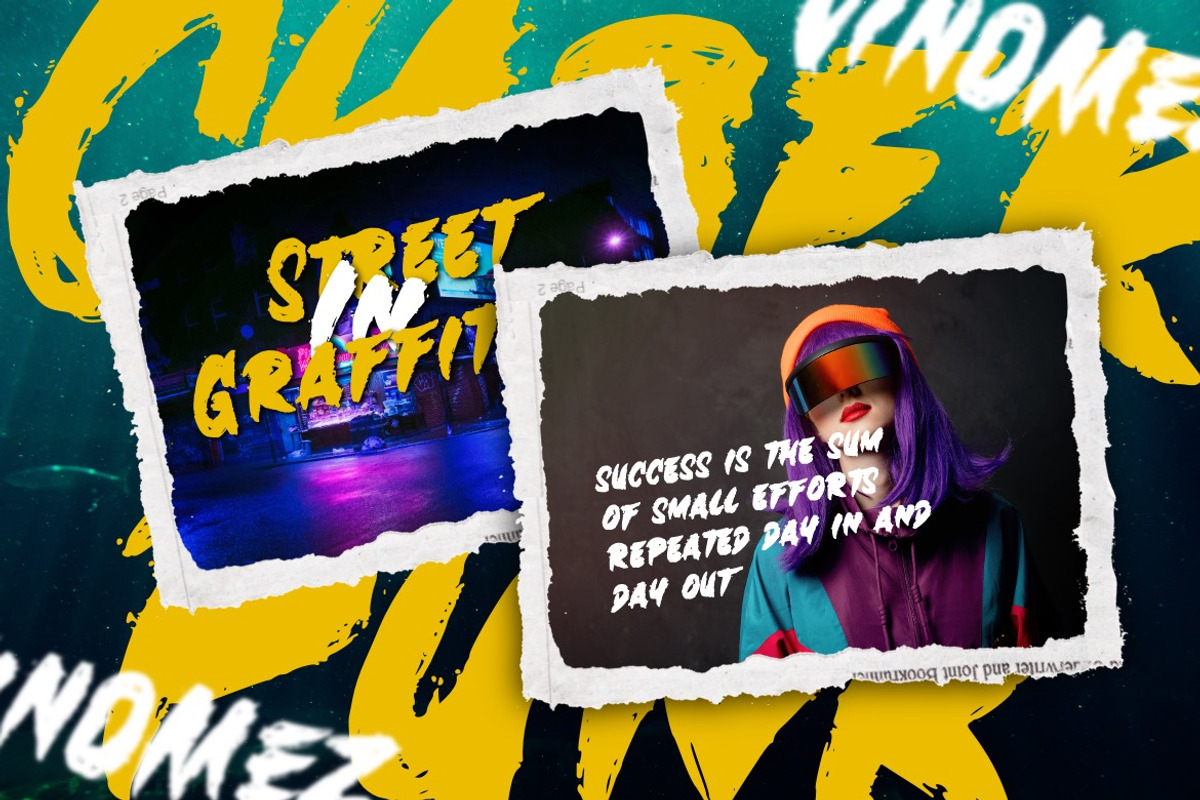 Vinomez - Graffiti Brush Font, a Font by Dhabee (Photo 12 of 15)