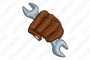 Spanner Wrench Fist Hand Comic Pop, an Illustration by Christos Georghiou