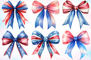 Watercolor 4th of July Bows Clipart, a Seasonal Illustration by Canvas Craft (Thumbnail 4 of 5)