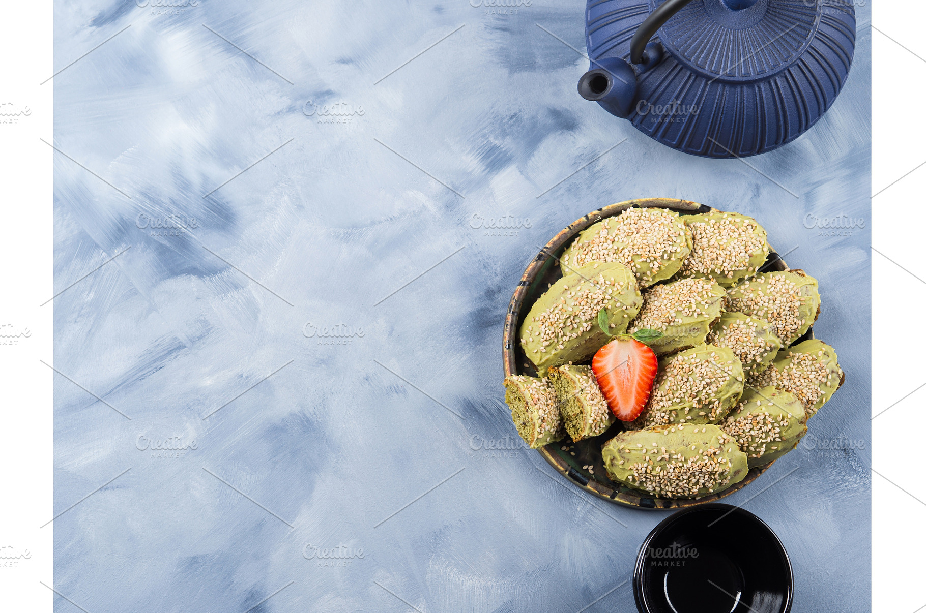 Matcha madeleine cookies with white, a Food & Drink Photo by Lifemorning