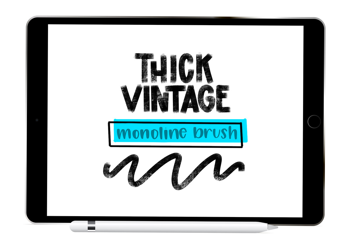 Vintage Procreate Monoline Brush, a Brush Add-On by Blue Strawberry Studio (Photo 1 of 6)