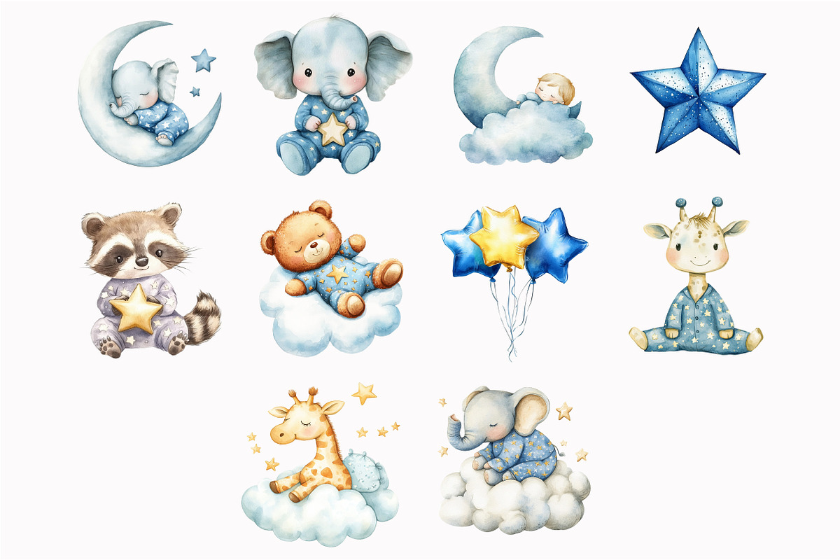 Watercolor Dreamy Animals Clipart, a Seasonal Illustration by Design Market (Photo 4 of 4)