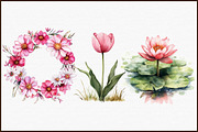 Pink Summer Meadow Clipart, an Illustration by Sublimation Artist (Thumbnail 3 of 6)