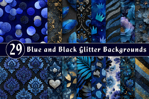 Blue and Black Glitter Backgrounds, an Illustration by CreationArt
