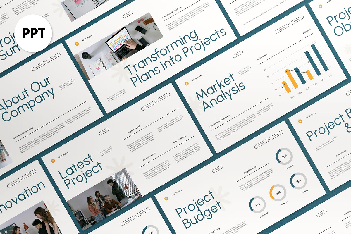 Cream Blue Project Proposal PPT, a Presentation Template by graphicook (Photo 1 of 4)