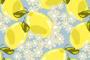 Happy Lemons,fruits & Daisy Flowers